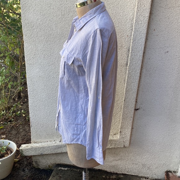 BD Baggies linen blend Italian luxury brand light grey button down blouse - Picture 6 of 14